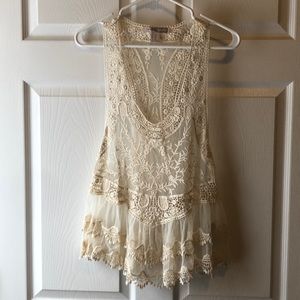 Cream lace tank top